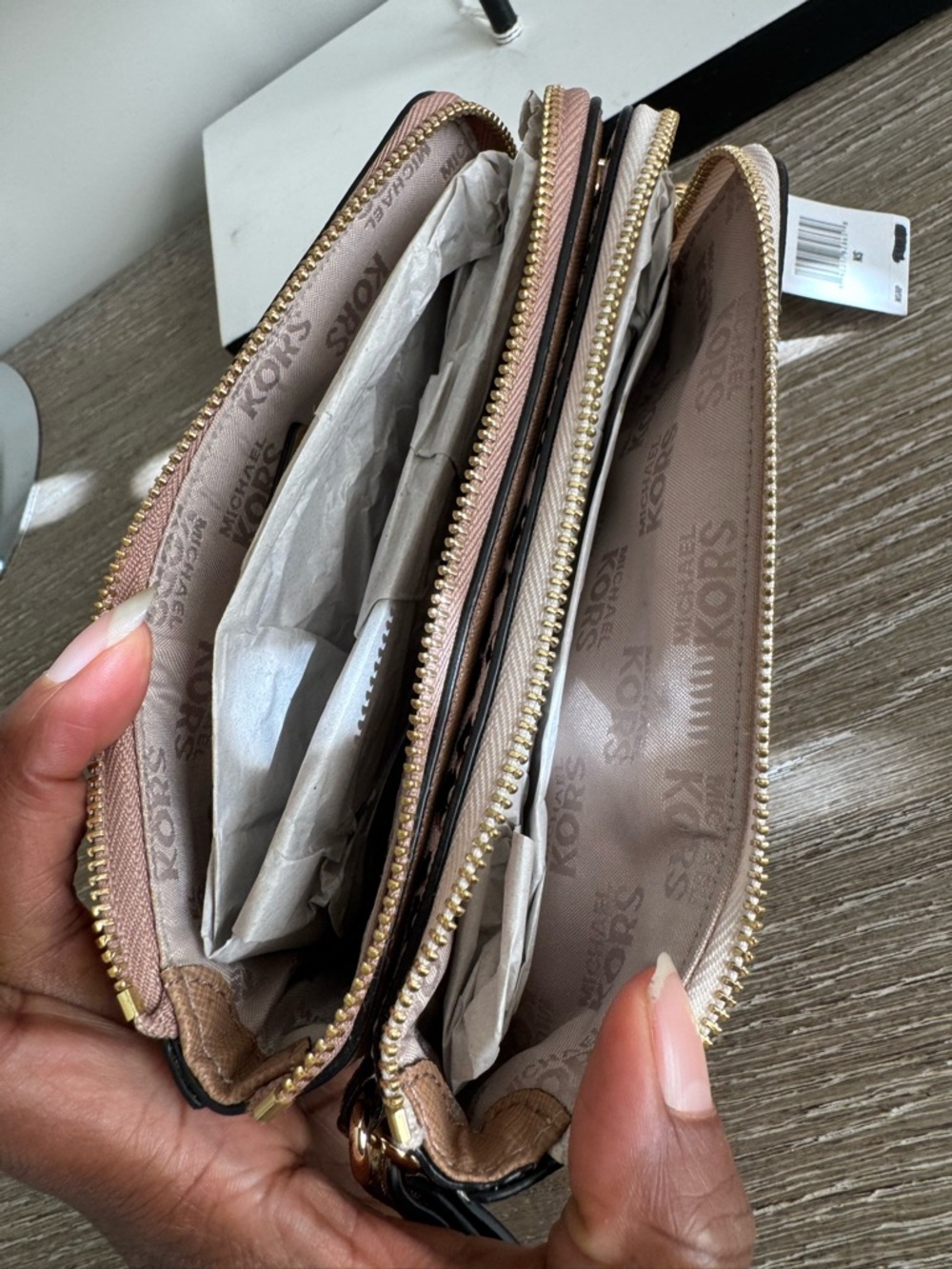 Michael Kors Leopard Print Wristlet Clutch in Pink, Black & Brown - Picture 4 of 8